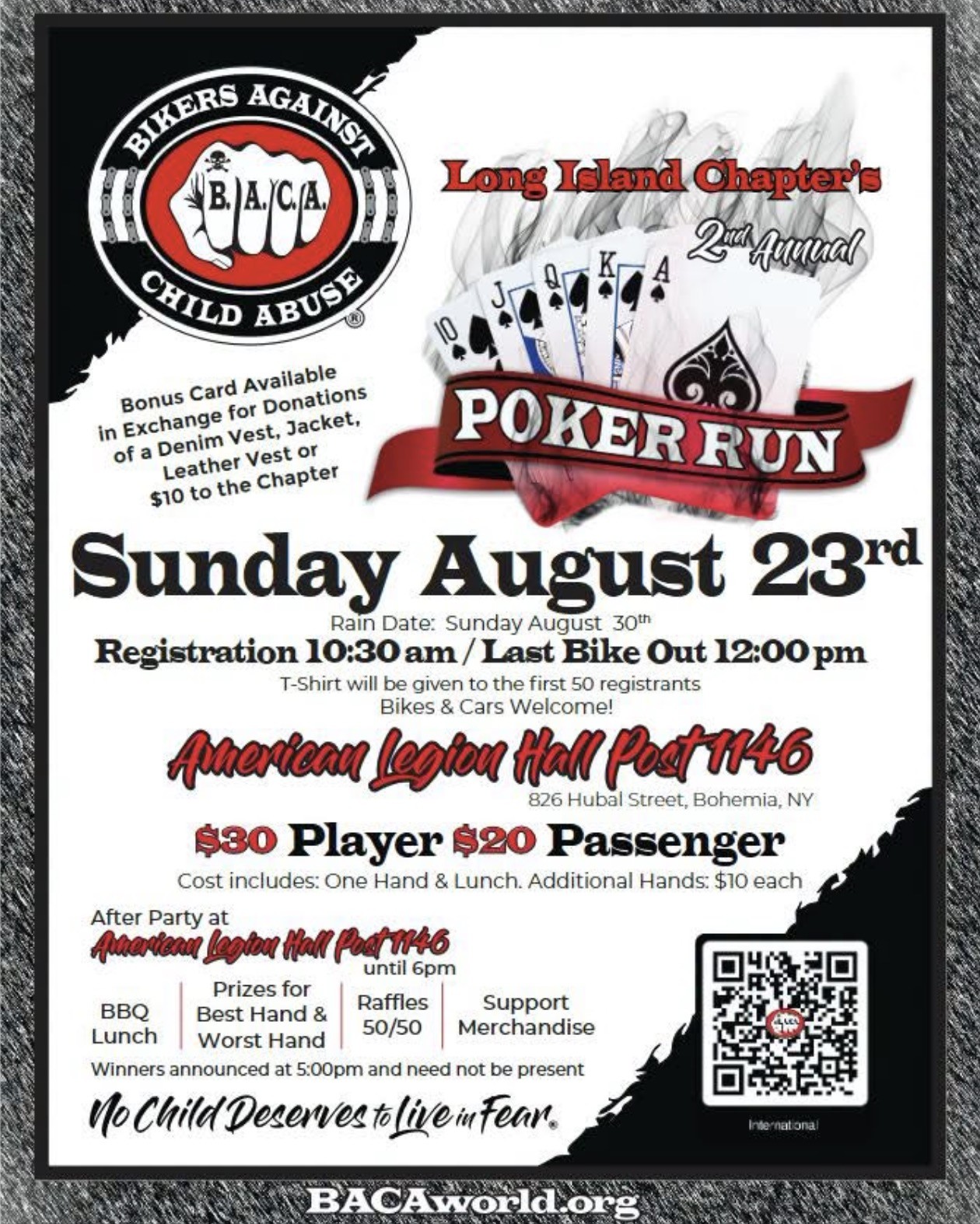 Bikers Against Child Abuse LI Chapter 2nd Annual Poker Run, Bohemia, NY