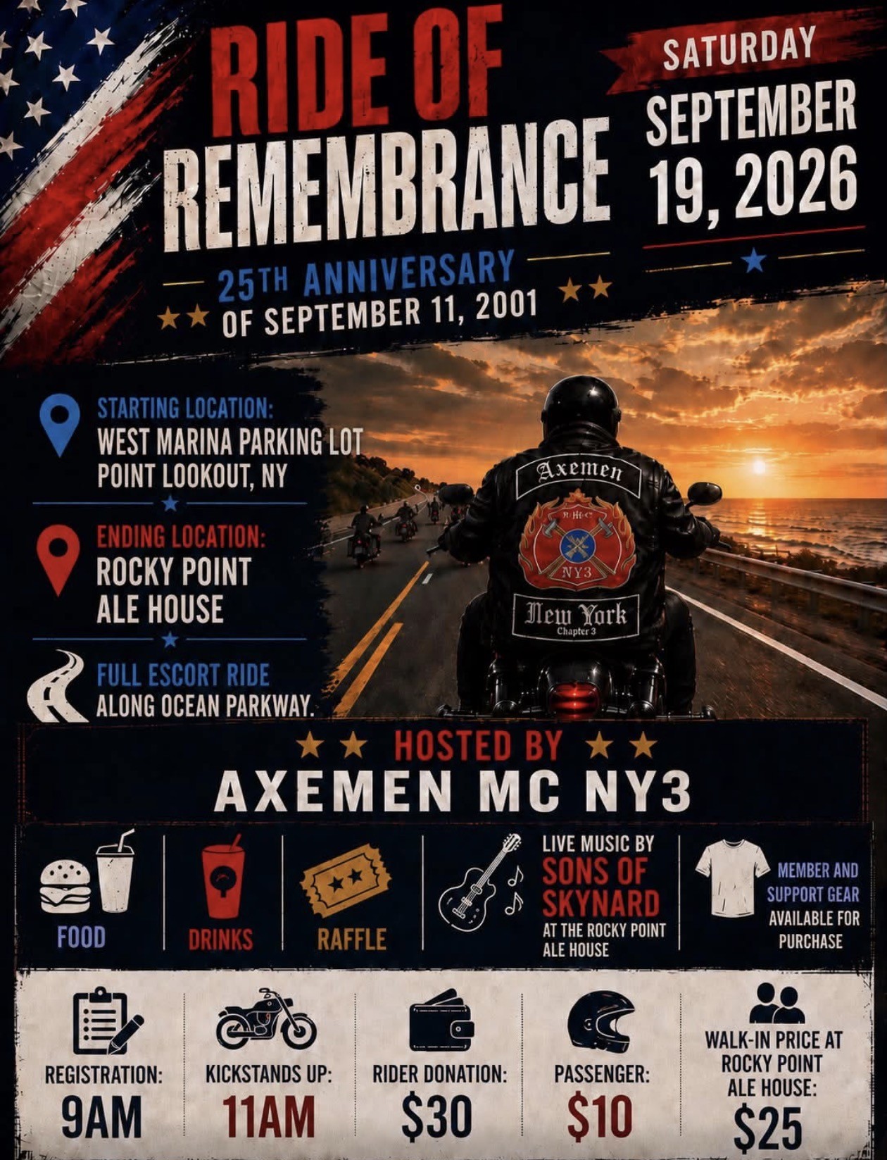 The Axemen MC NY3 25th Anniversary Ride of Remembrance, Point Lookout, NY