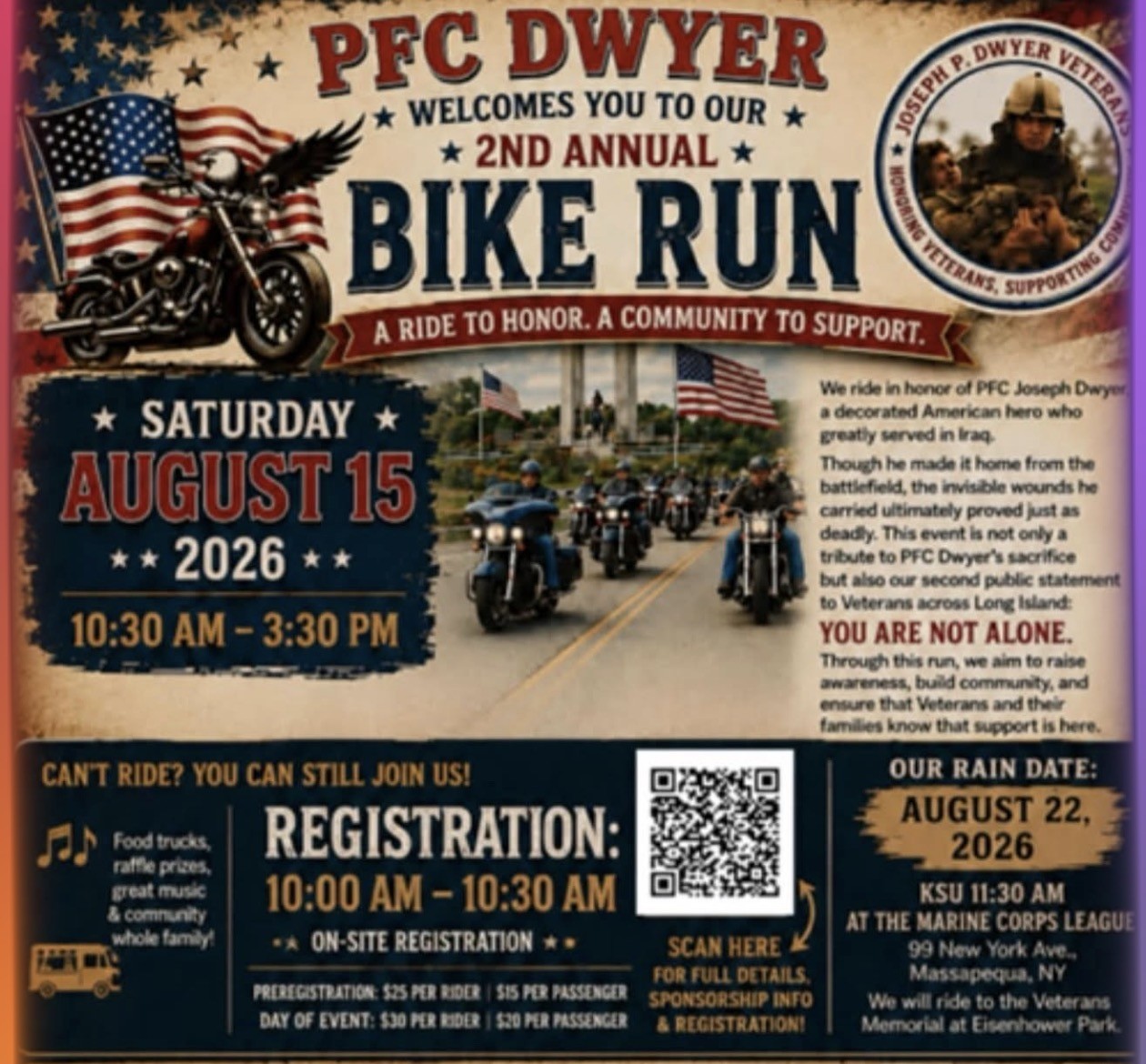 The PFC Dwyer 2nd Annual Bike Run, Massapequa, NY