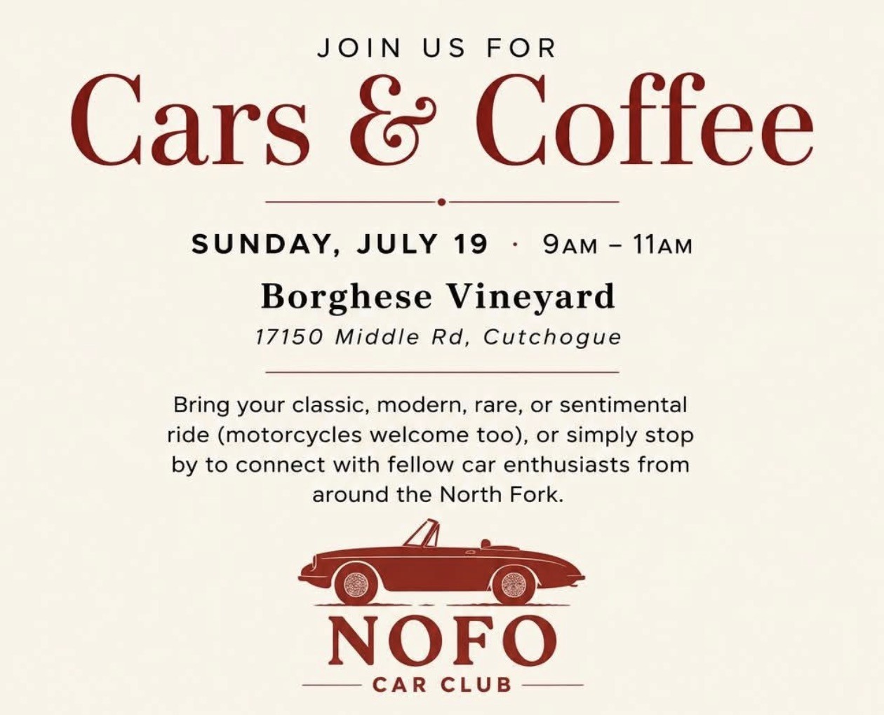 The NOFO Car Club Cars & Coffee Meet, Cutchogue, NY