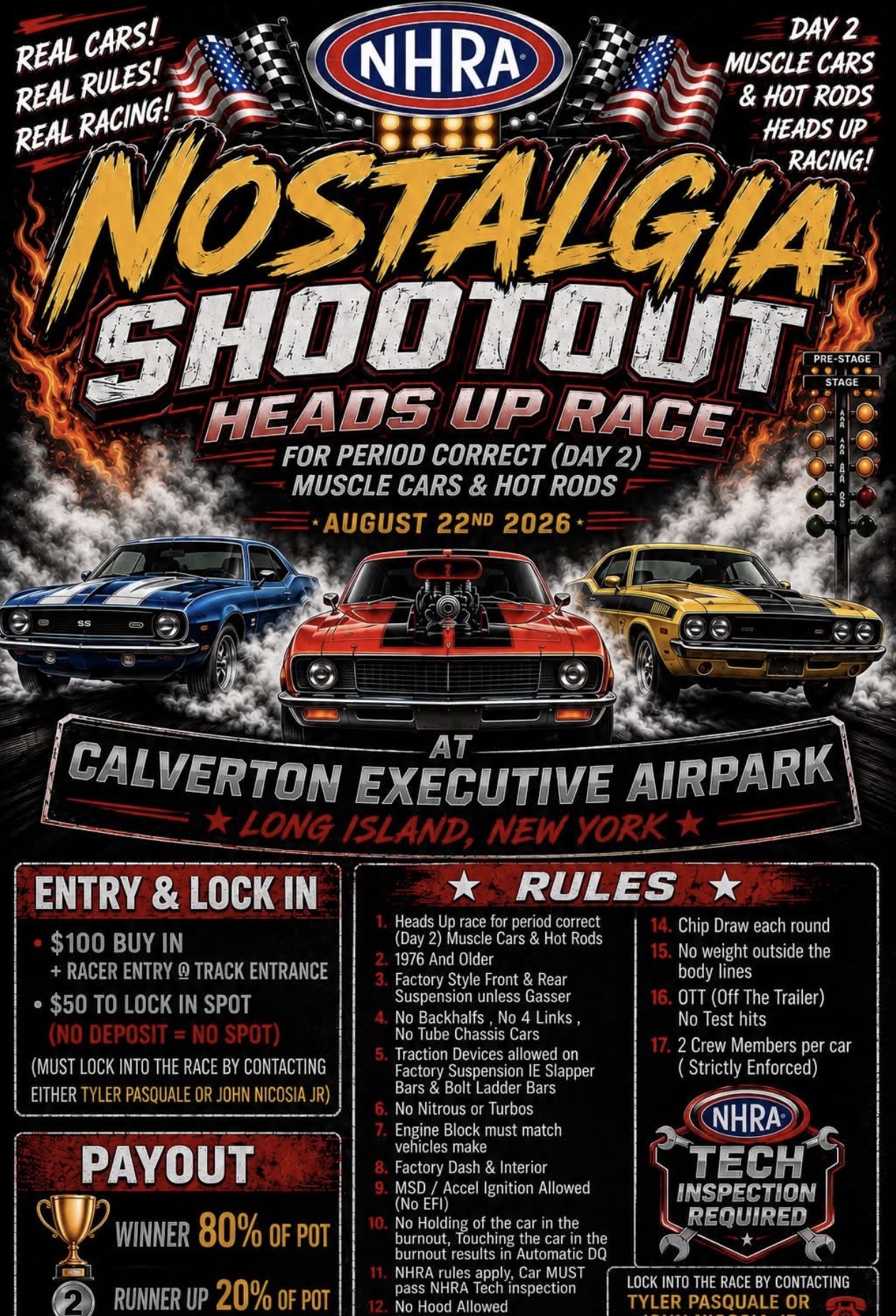 The NHRA Nostalgia Shootout Heads Up Race, Calverton, NY