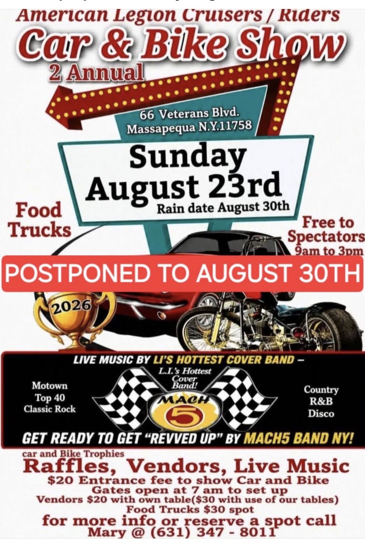 American Legion Cruisers Riders 2nd Annual Car & Bike Show, Massapequa, NY