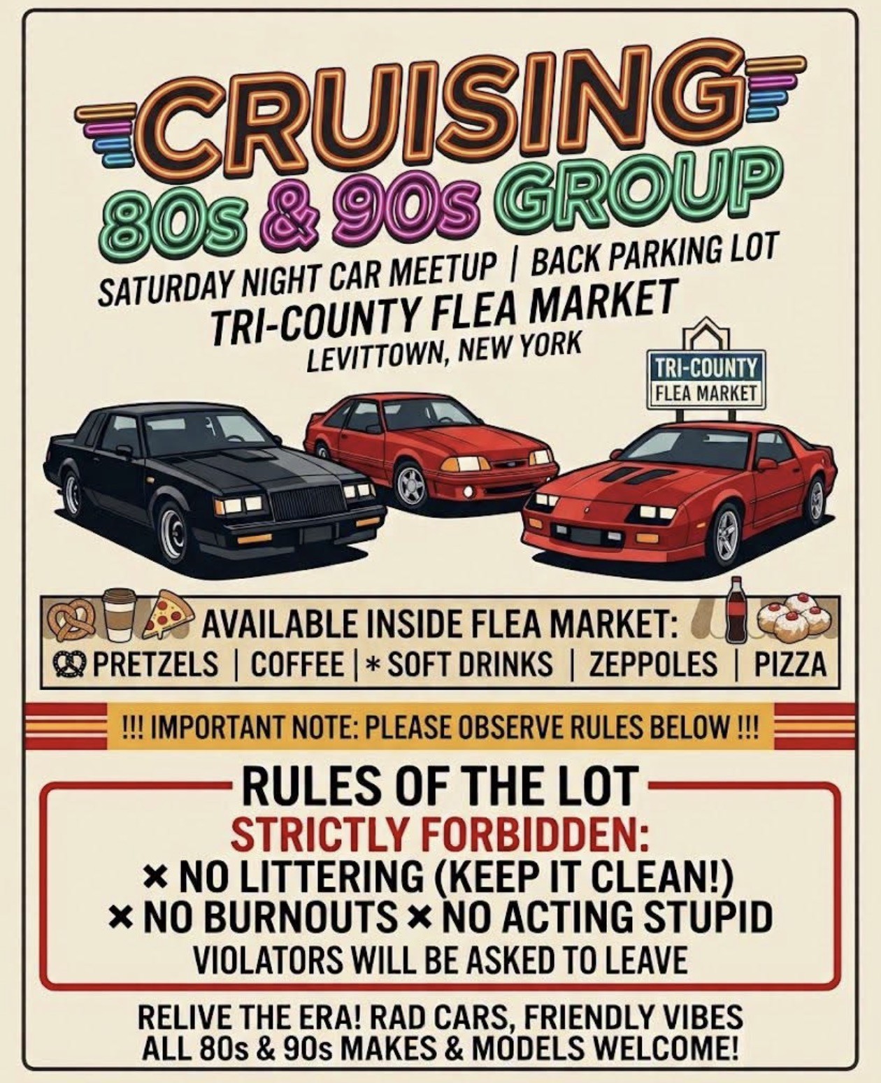 The Cruising Group 80’s & 90’s Car Meet-Up, Levittown, NY