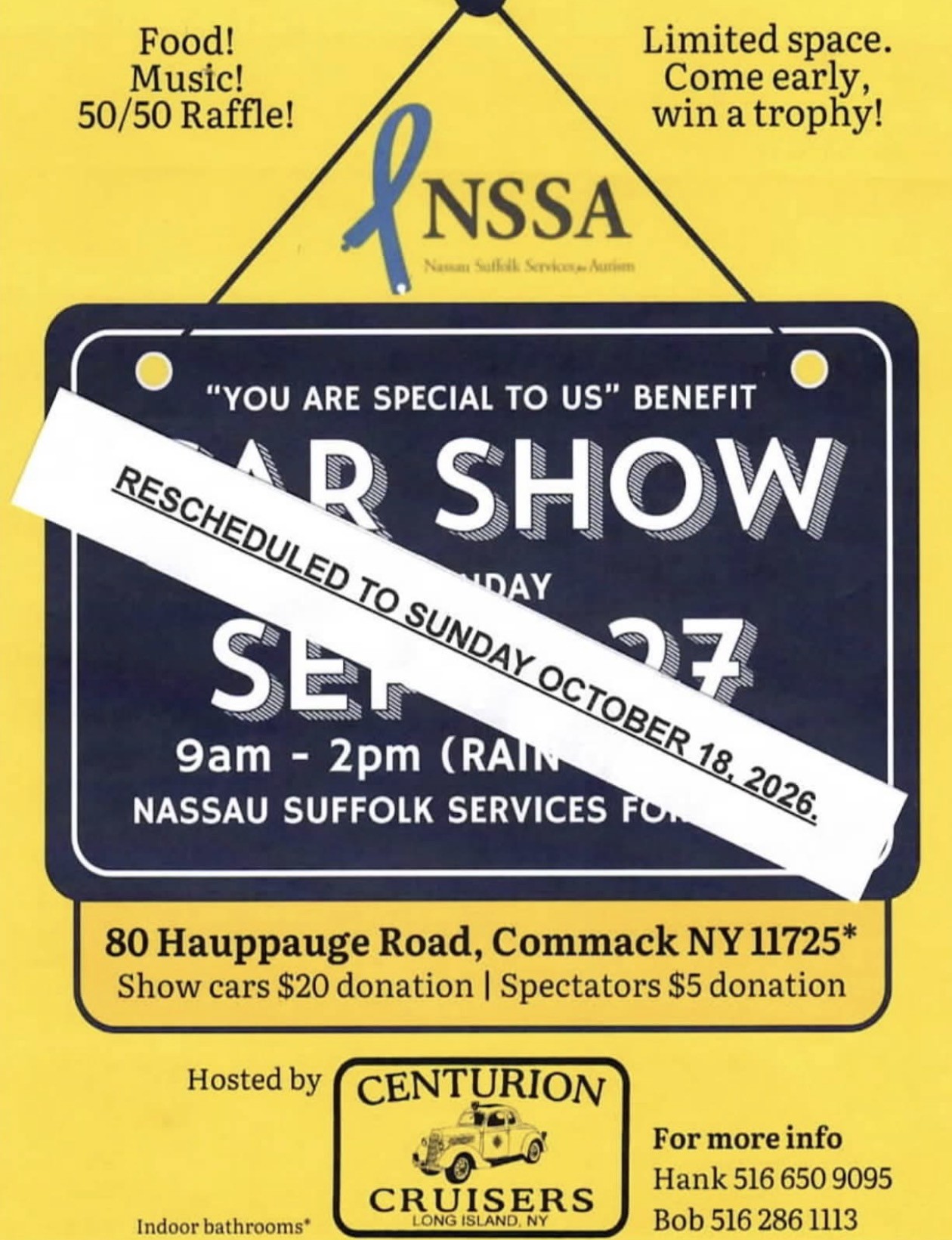 Nassau Suffolk Services for Autism Car Show, Commack, NY-Rescheduled to Sunday, October 18, 2026