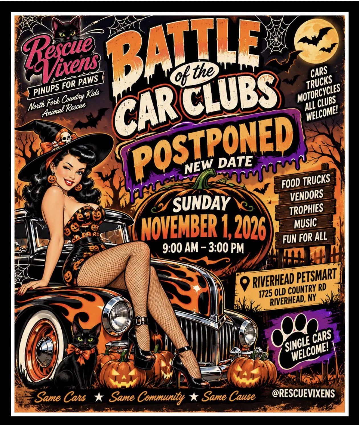 The Battle of the Car Clubs Car Show, Riverhead, NY- Postponed to Sunday, November 1, 2026