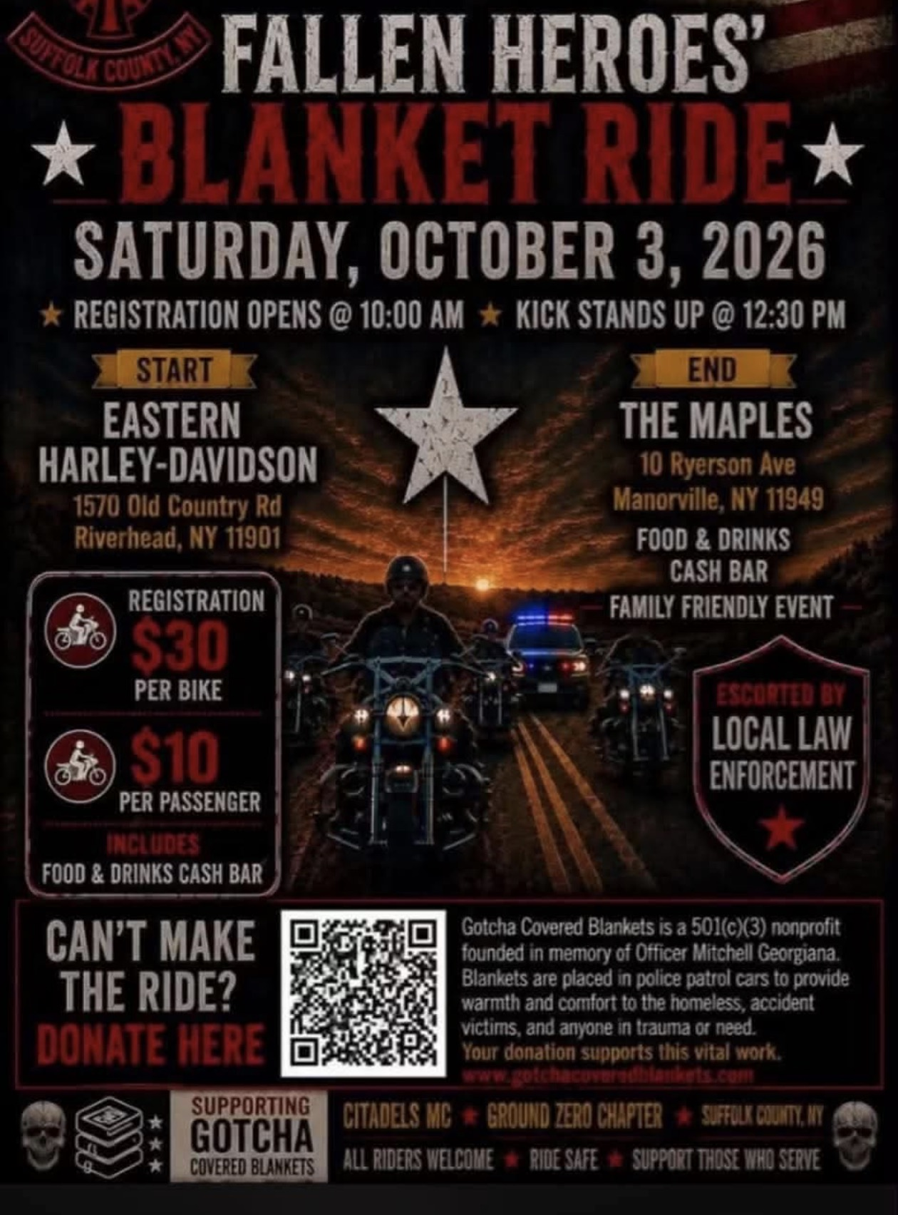 The Fallen Heroes’ Blanket Motorcycle Ride, Riverhead , NY
