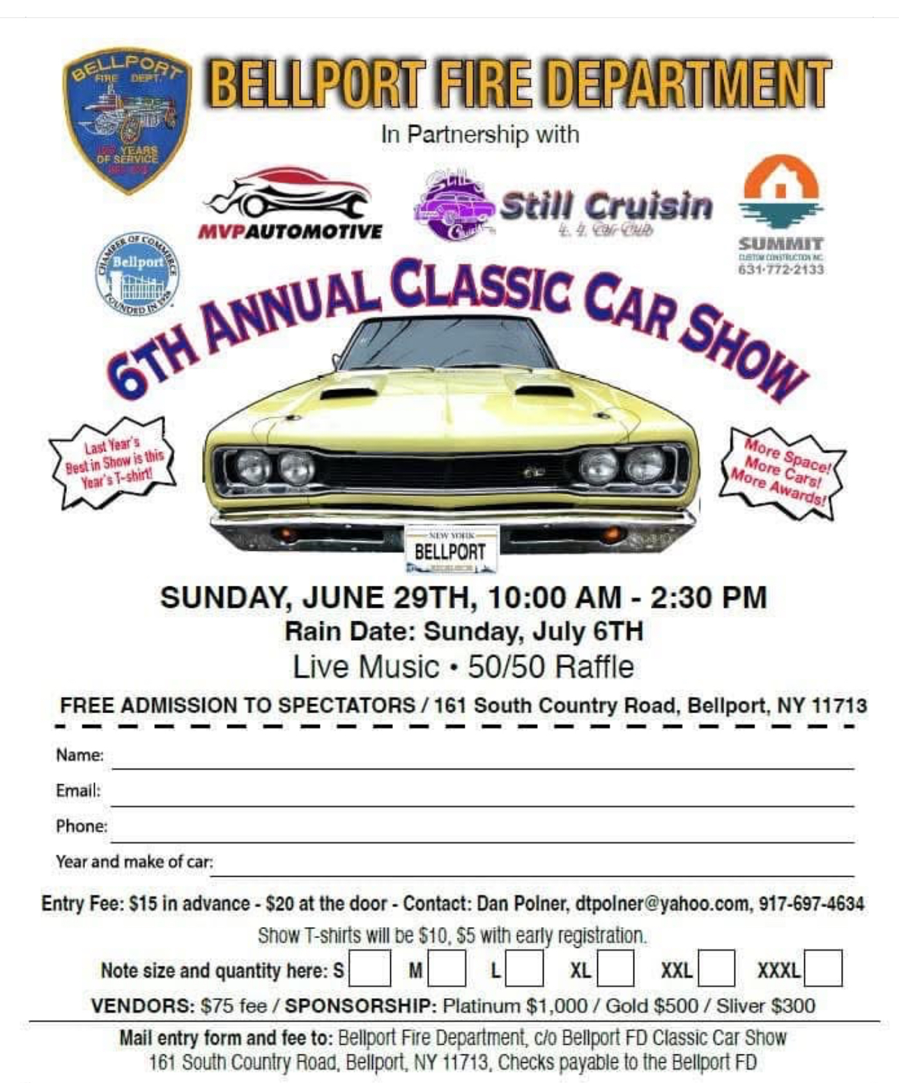 Bellport Fire Department 6th Annual Classic Car Show, Bellport, NY