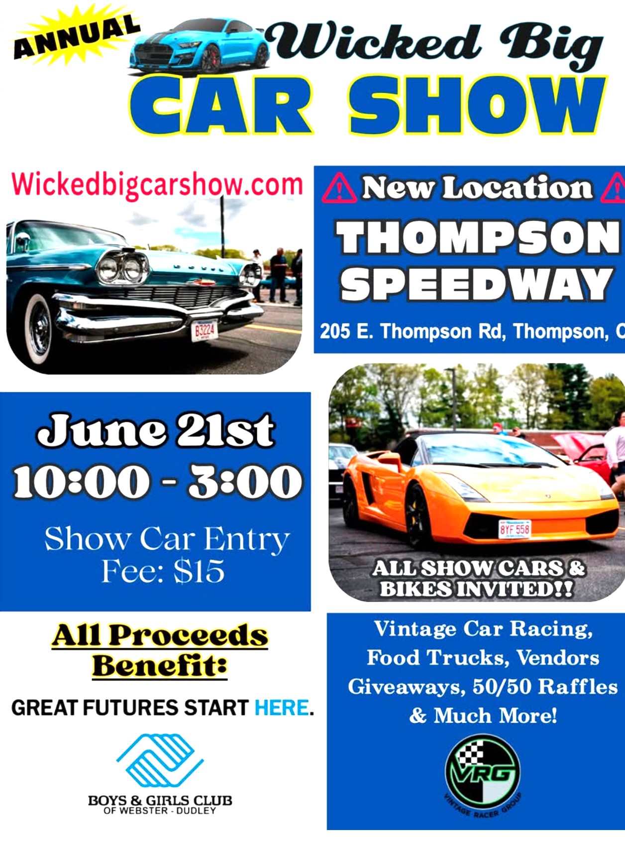 The Annual Wicked Big Car Show, Thompson, Ct.