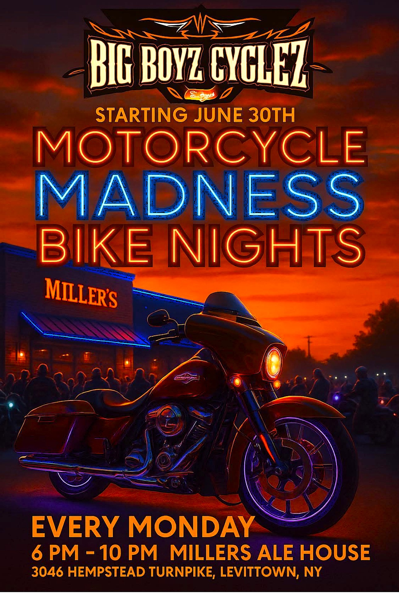 Monday Night Motorcycle Madness Bike Meet, Levittown, NY