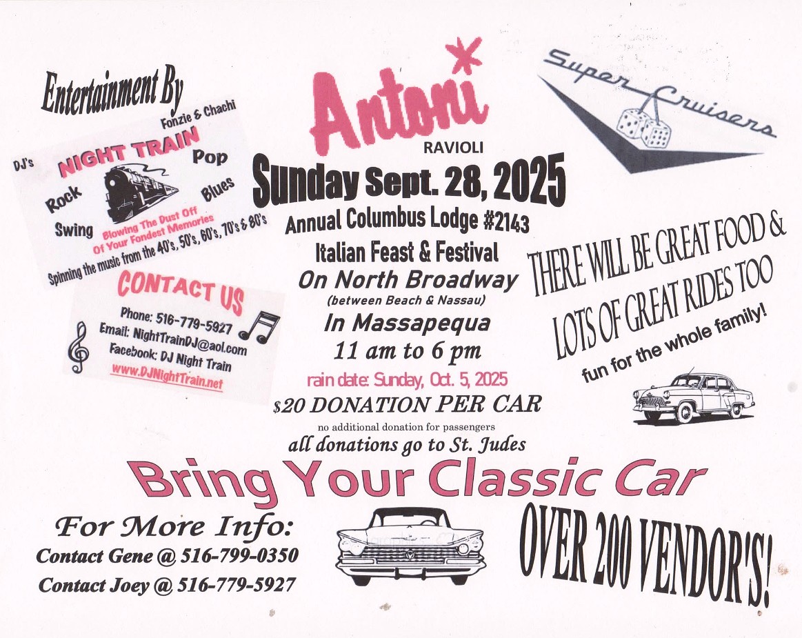 Antoni Ravioli Annual Columbus Day Feast & Car Show, Massapequa, NY