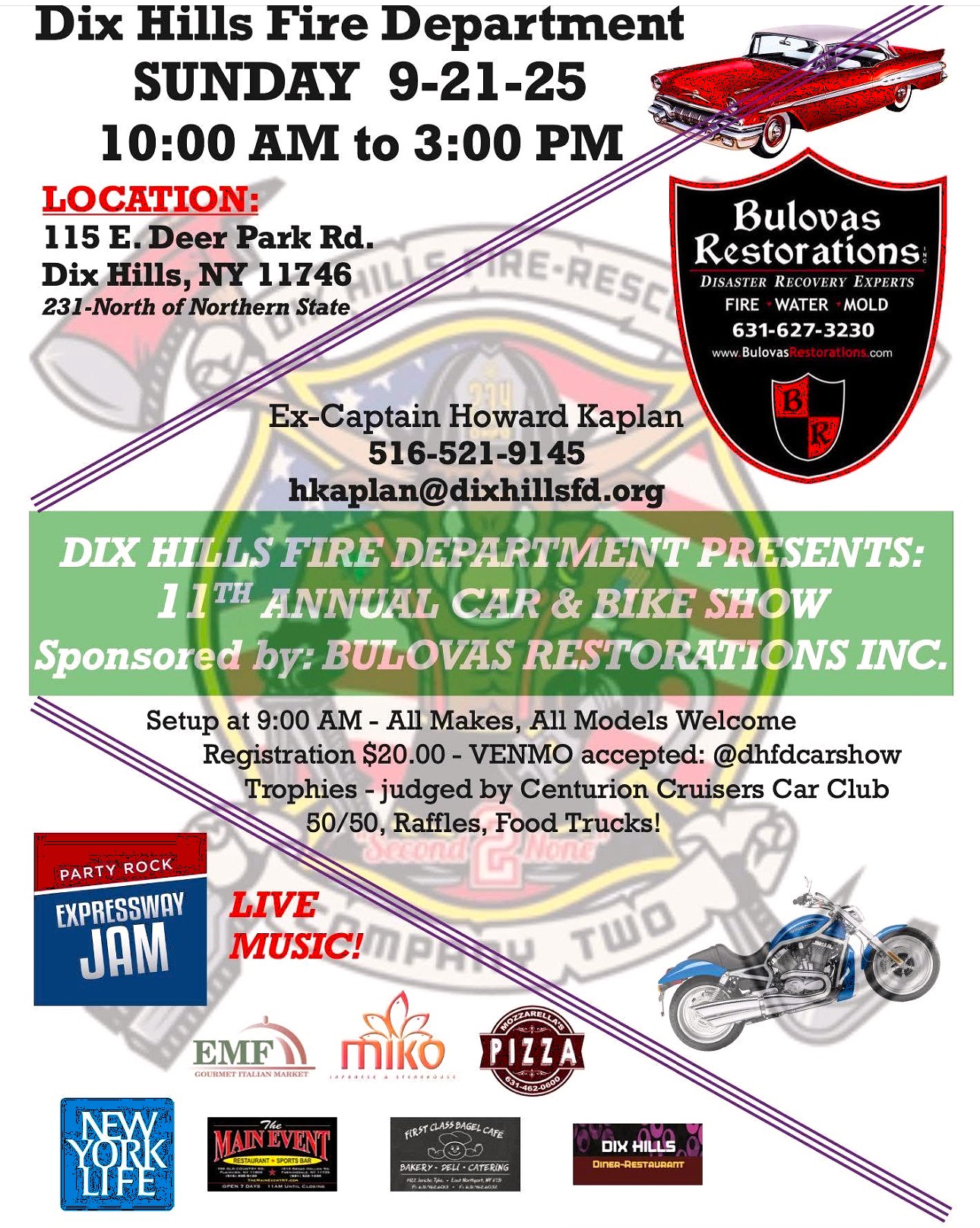 LICCC & The Dix Hills FD 11th Anniversary Car Show, Dix Hills, NY