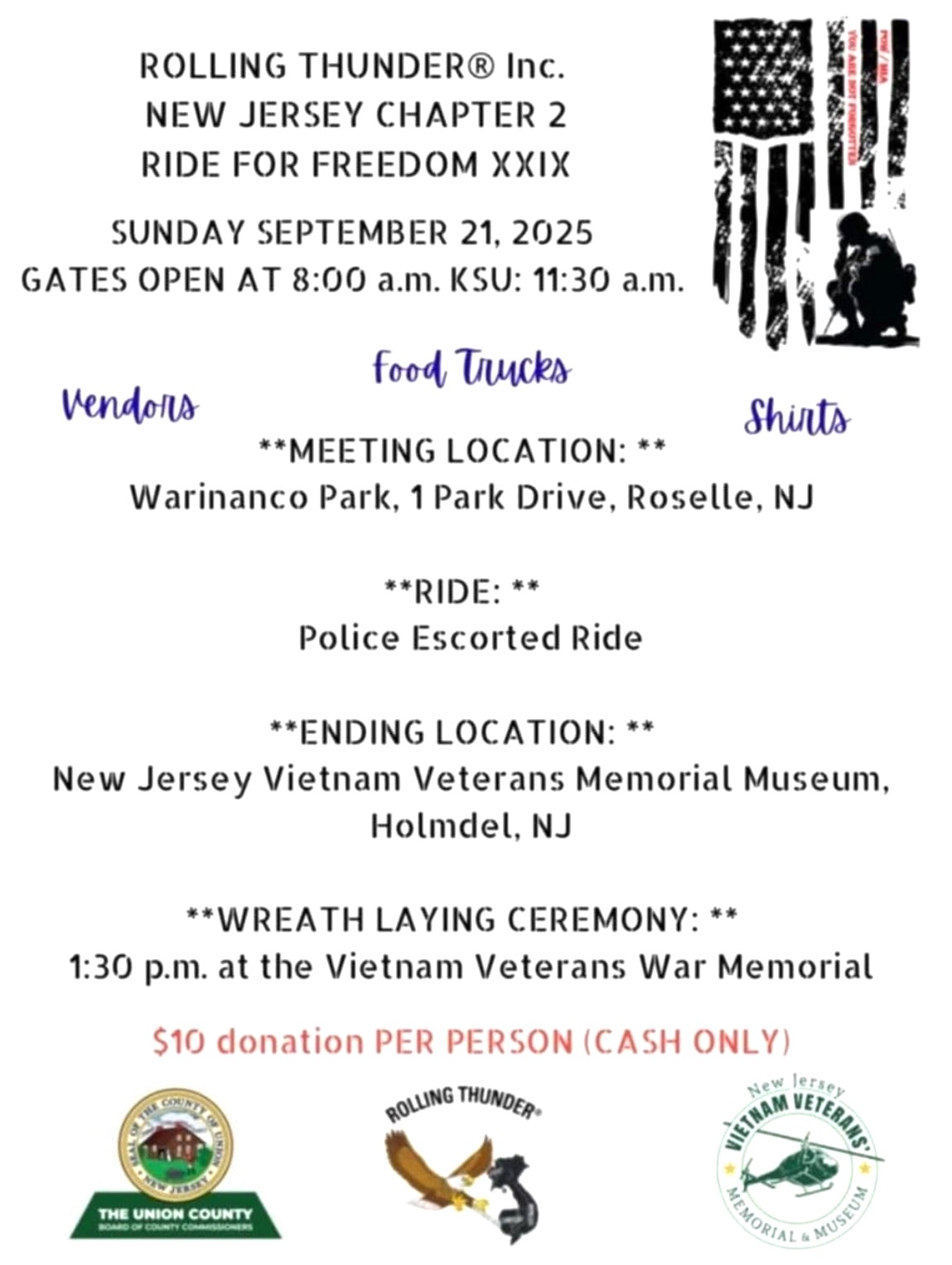 Rolling Thunder NJ Chapter2 Ride For Freedom XXIX, Roselle, NJ