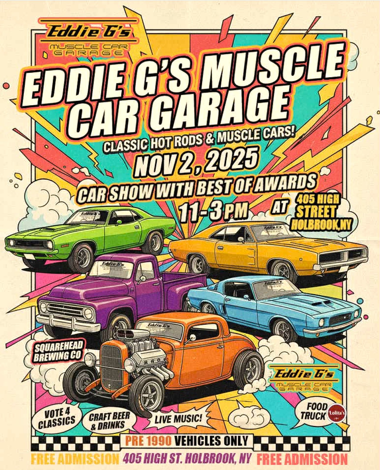 Eddie G’s Muscle Car Garage Classic Hot Rod & Muscle Car Show, Holbrook, NY