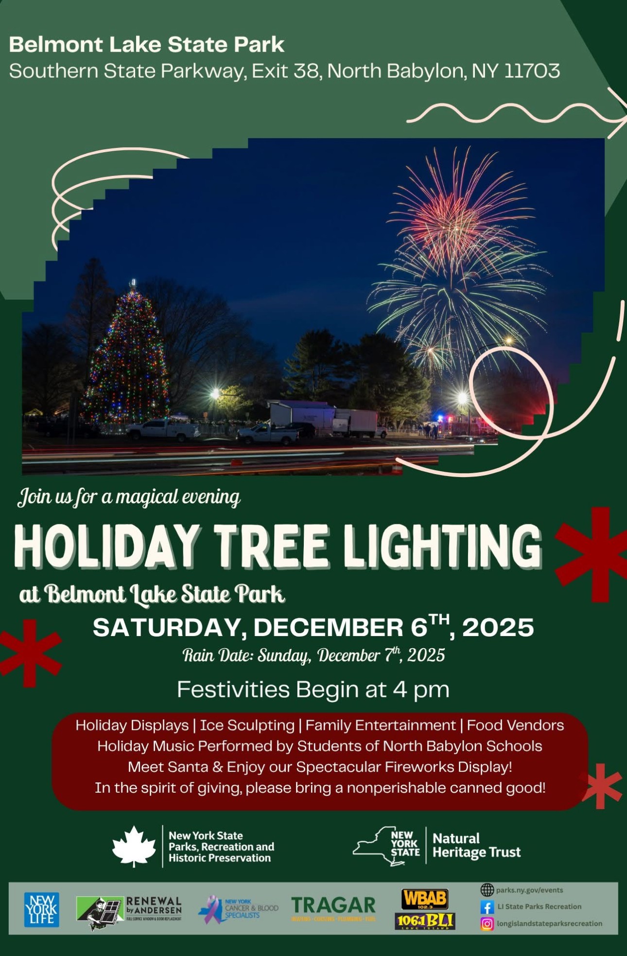 The Belmont Lake State Park Holiday Tree Lighting, North Babylon. NY