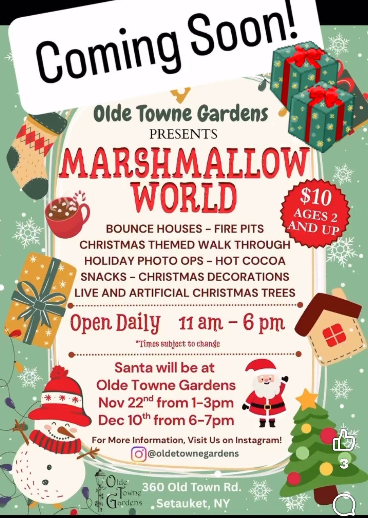 Old Towne Gardens presents The Marshmallow World Holiday Show, East Setauket, NY