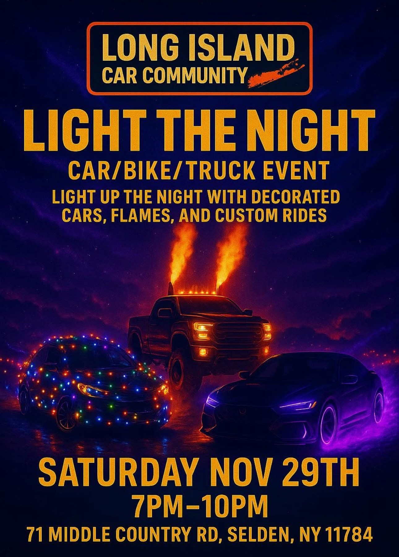 Long Island Car Community Light The Night Event, Selden, NY