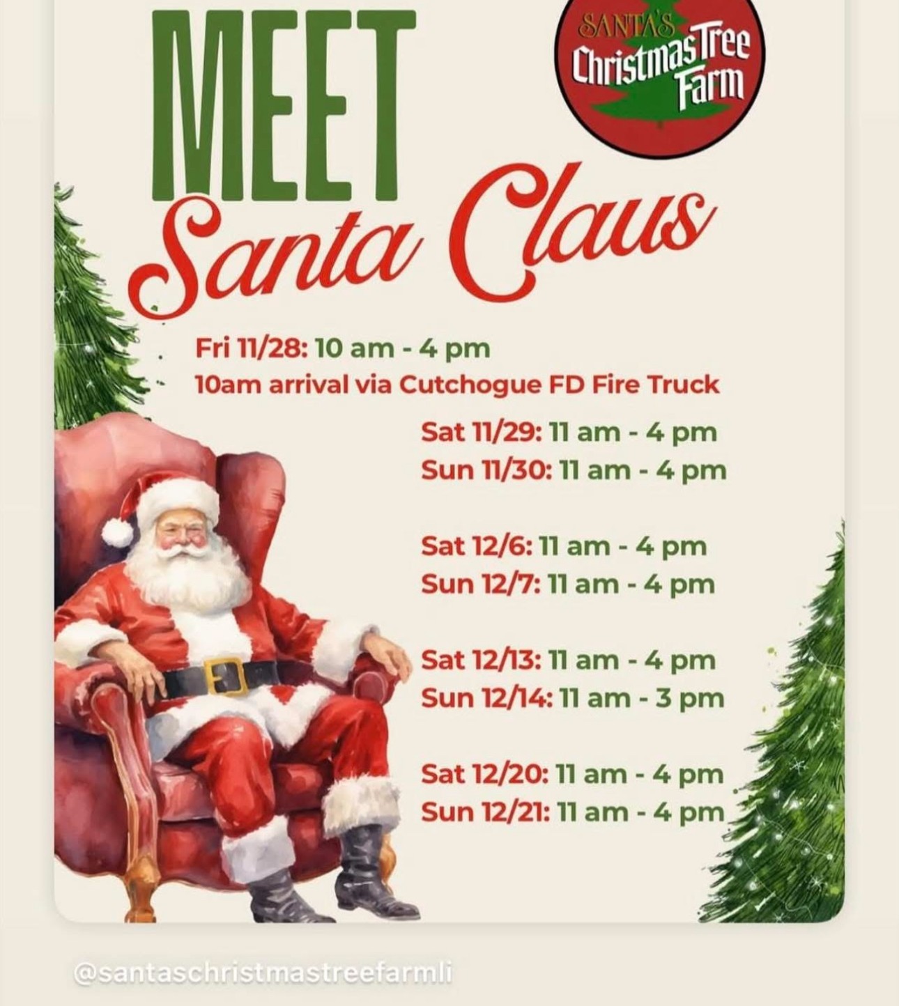 Meet Santa Claus at the Christmas Tree Farm, Cutchogue, NY