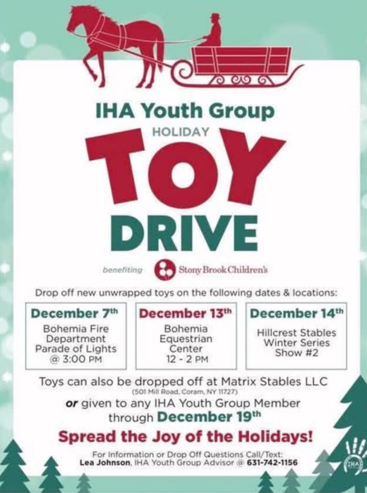 The IHA Youth Group Holiday Toy Drive, Bohemia, NY