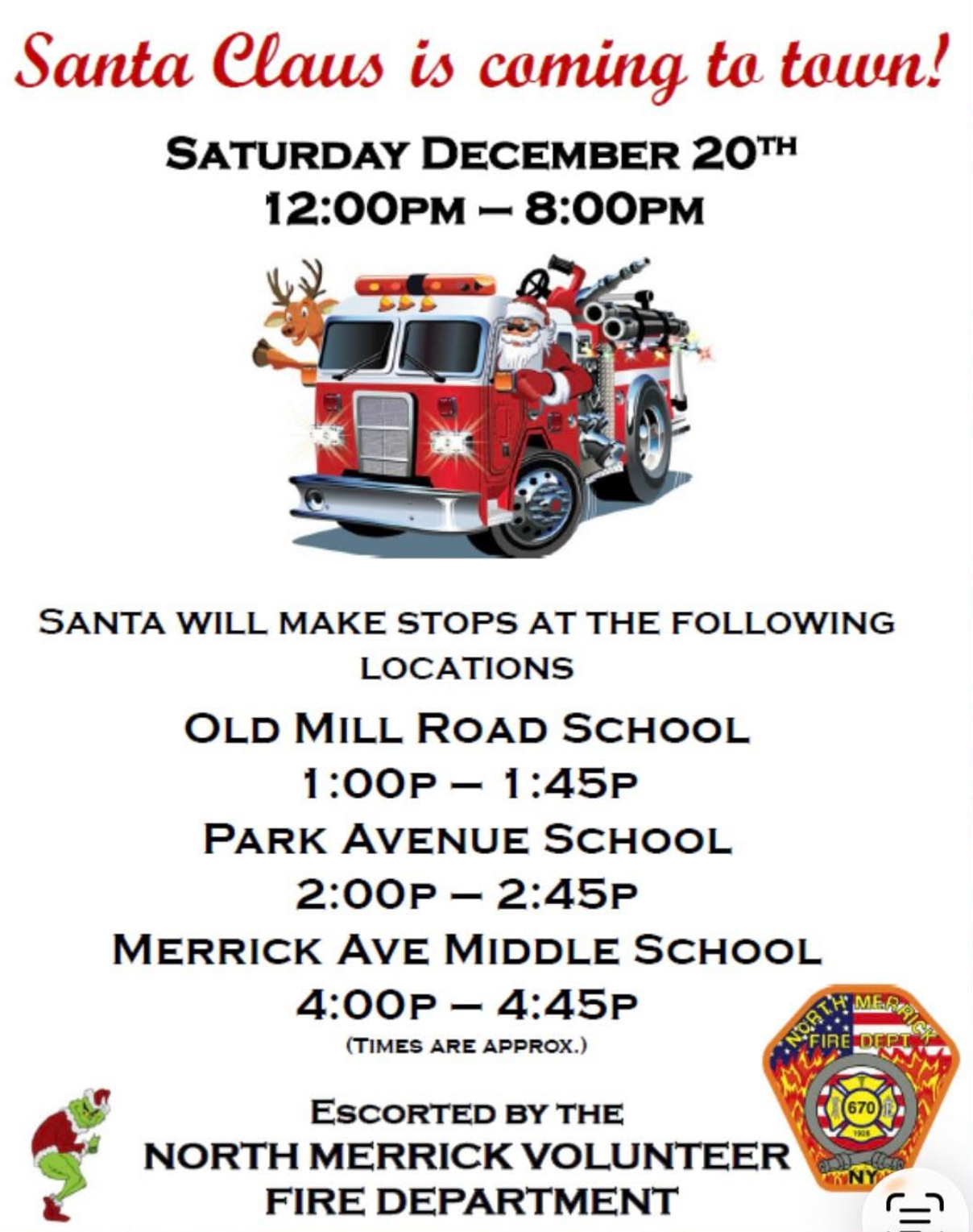  The North Merrick Fire Department’s Santa Claus is Coming to Town, North Merrick, NY