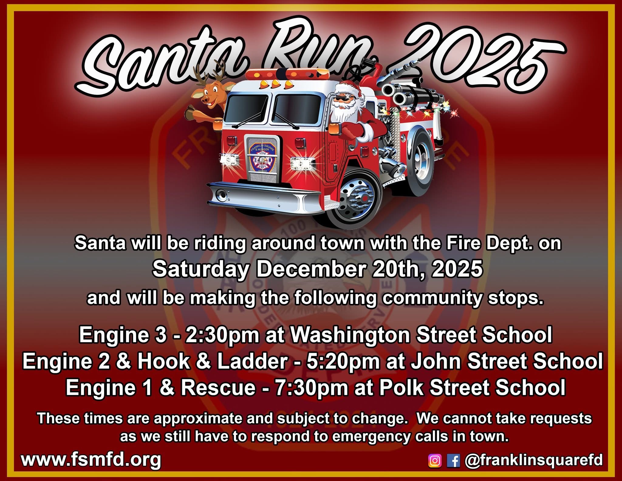 Franklin Square Fire Department Santa Run 2025, Franklin Square, NY