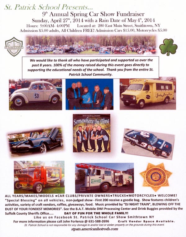 9th Annual Spring Car Show Fundraiser for St. Patrick School, Smithtown, NY