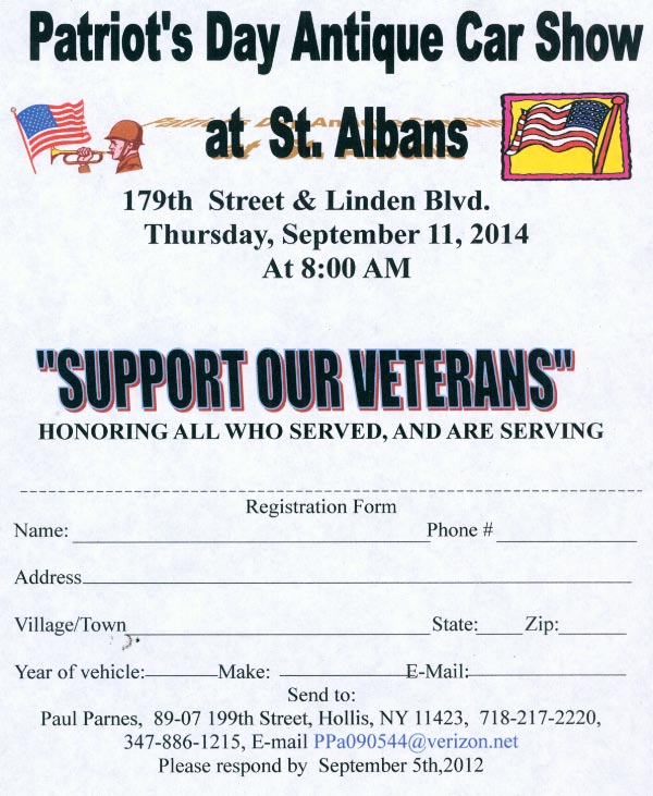 Cancelled: Patriot’s Day Antique Car Show, St. Albans, NY