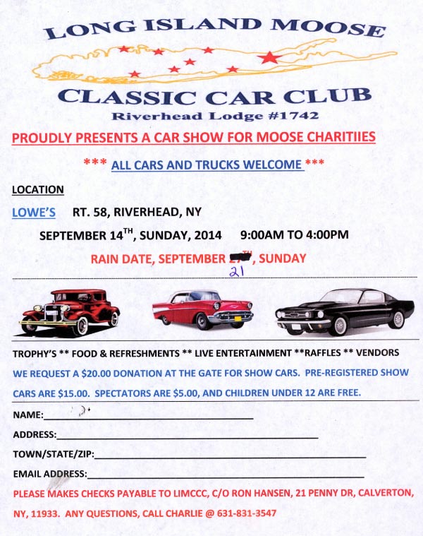 LI Moose Classic Car Club Lodge 1742 Car Show, Riverhead, NY