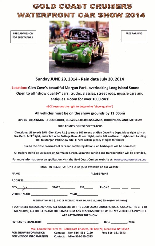 Gold Coast Cruisers Waterfront Car Show, Glen Cove, NY