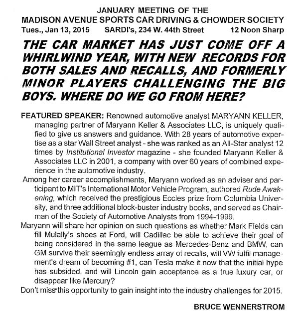 Madison Avenue Sports Car Driving & Chowder Society, NYC NY