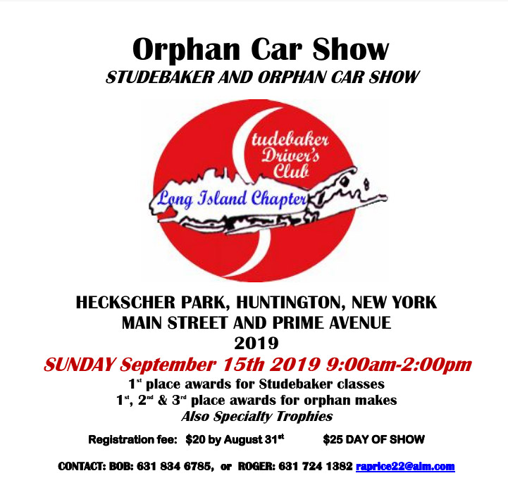 LI Studebaker Drivers Club Annual Orphan Car Show, Huntington, NY