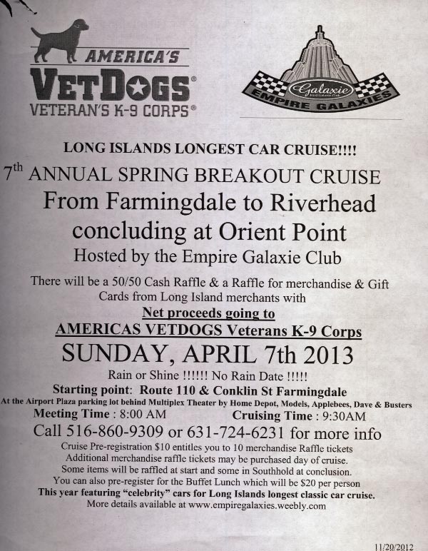 7th Annual Spring Breakout Cruise from Farmingdale to Riverhead concluding at Orient Point