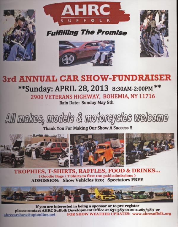 3rd Annual Car Show Fundraiser for AHRC Suffolk- Bohemia, NY