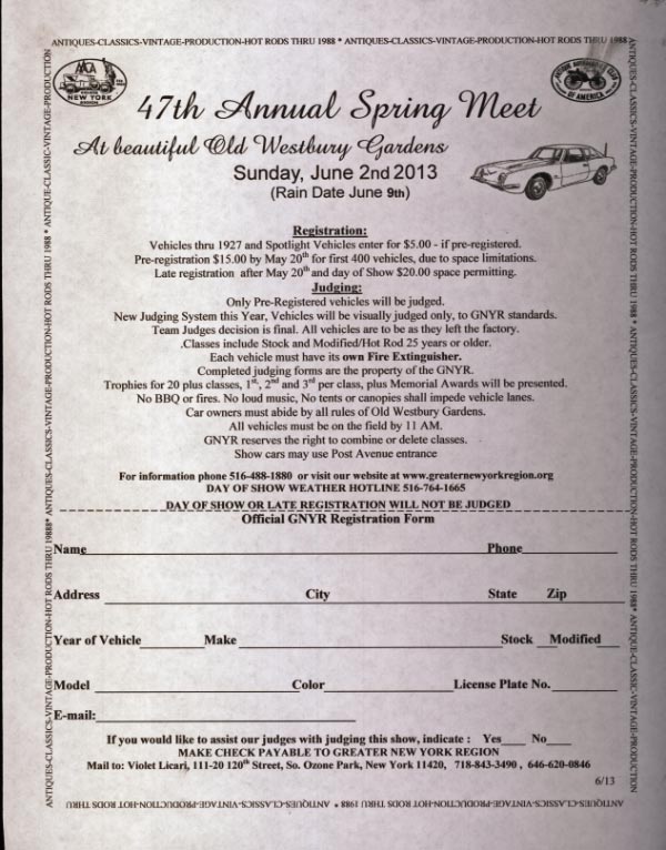 47th Annual Spring Meet Greater New York AACA, Old Westbury Gardens, NY