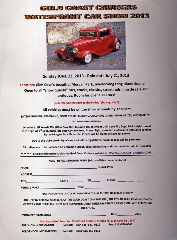 Gold Coast Cruisers Waterfront Car Show 2013, Glen Cove, NY