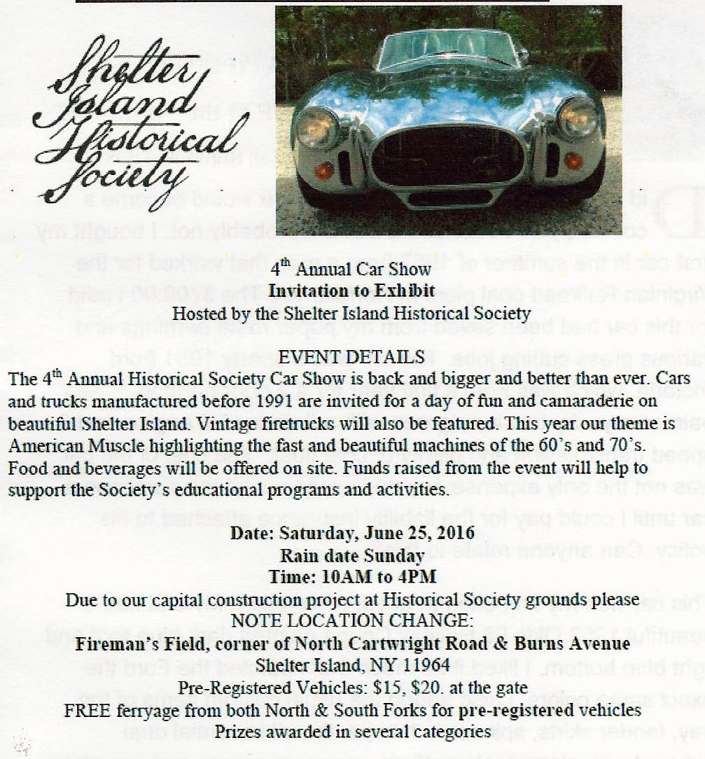 Shelter Island Historical Society 4th Annual Car Show, Shelter Island, NY