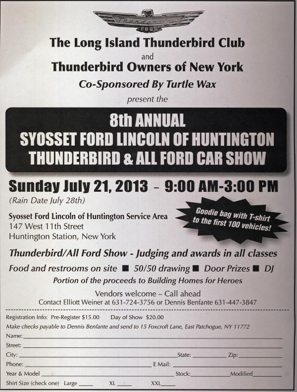 8th Annual Thunderbird & All Ford Car Show, Huntington Station, NY