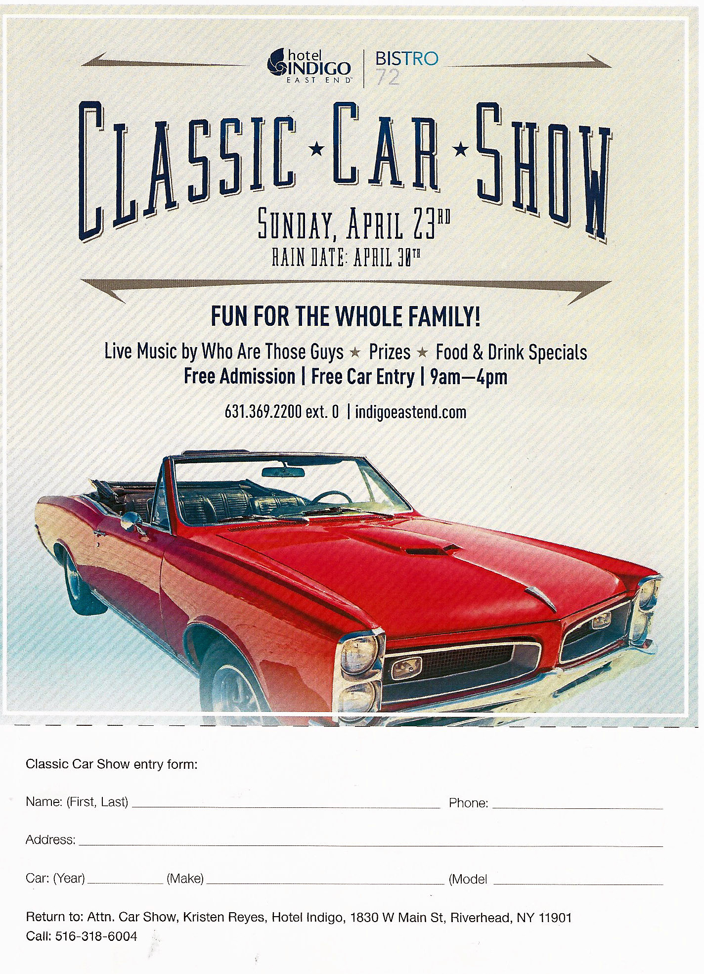 Hotel Indigo Classic Car Show,Riverhead, NY