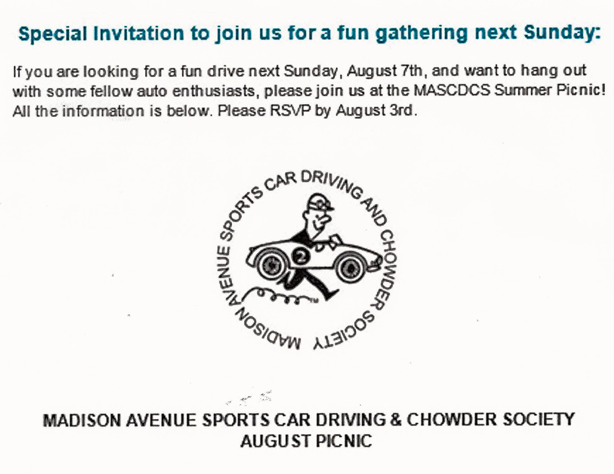 Madison Avenue Sports Car Driving & Chowder Society Picnic, Greenwich, CT