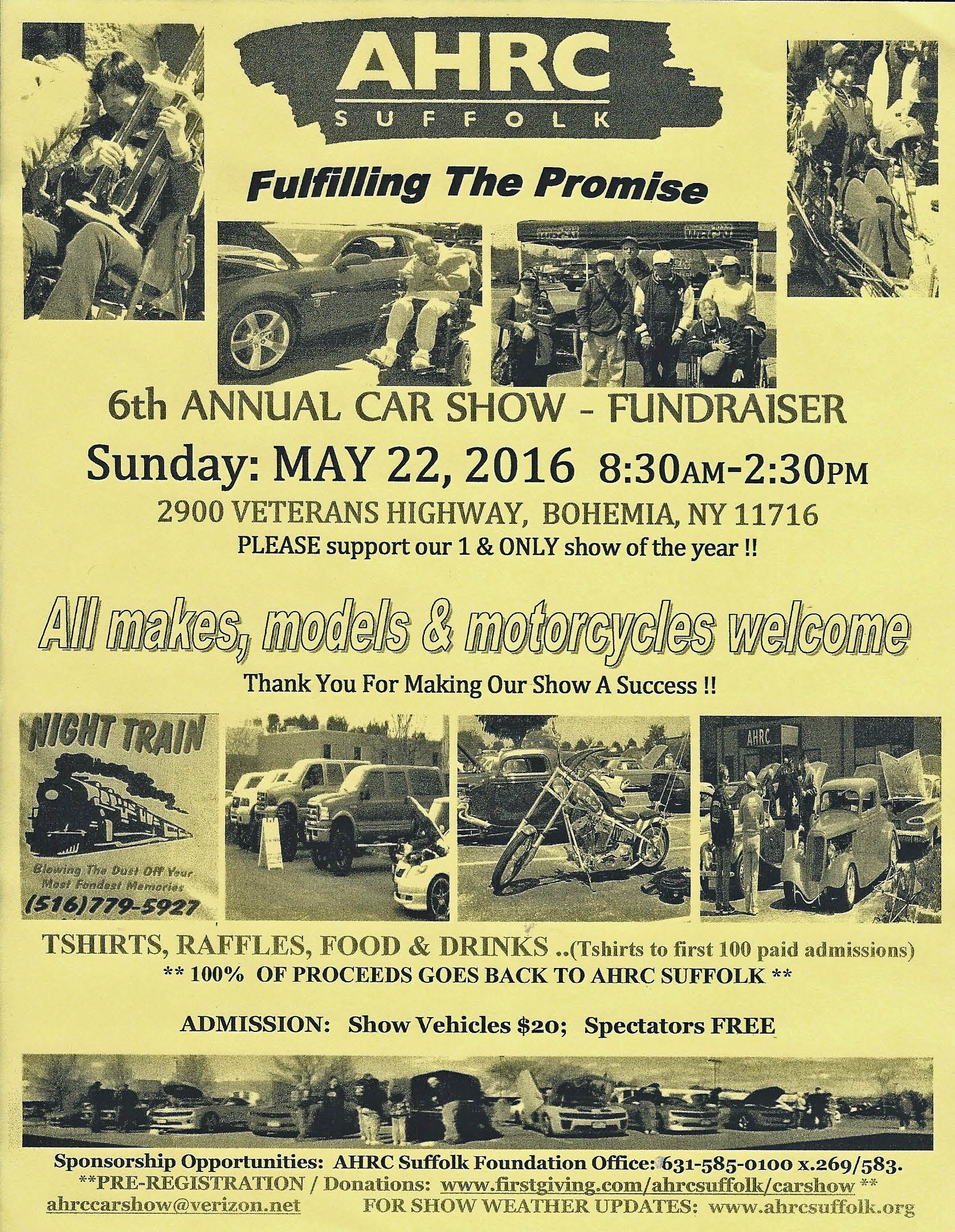 6th Annual AHRC Car Show & Fundraiser, Bohemia, NY -Postponed to the Fall Due to the Weather