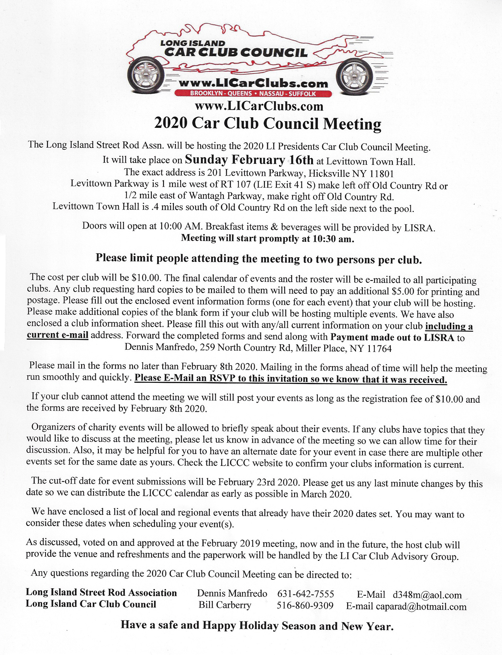2020 Car Club Council Meeting,Levittown Town Hall