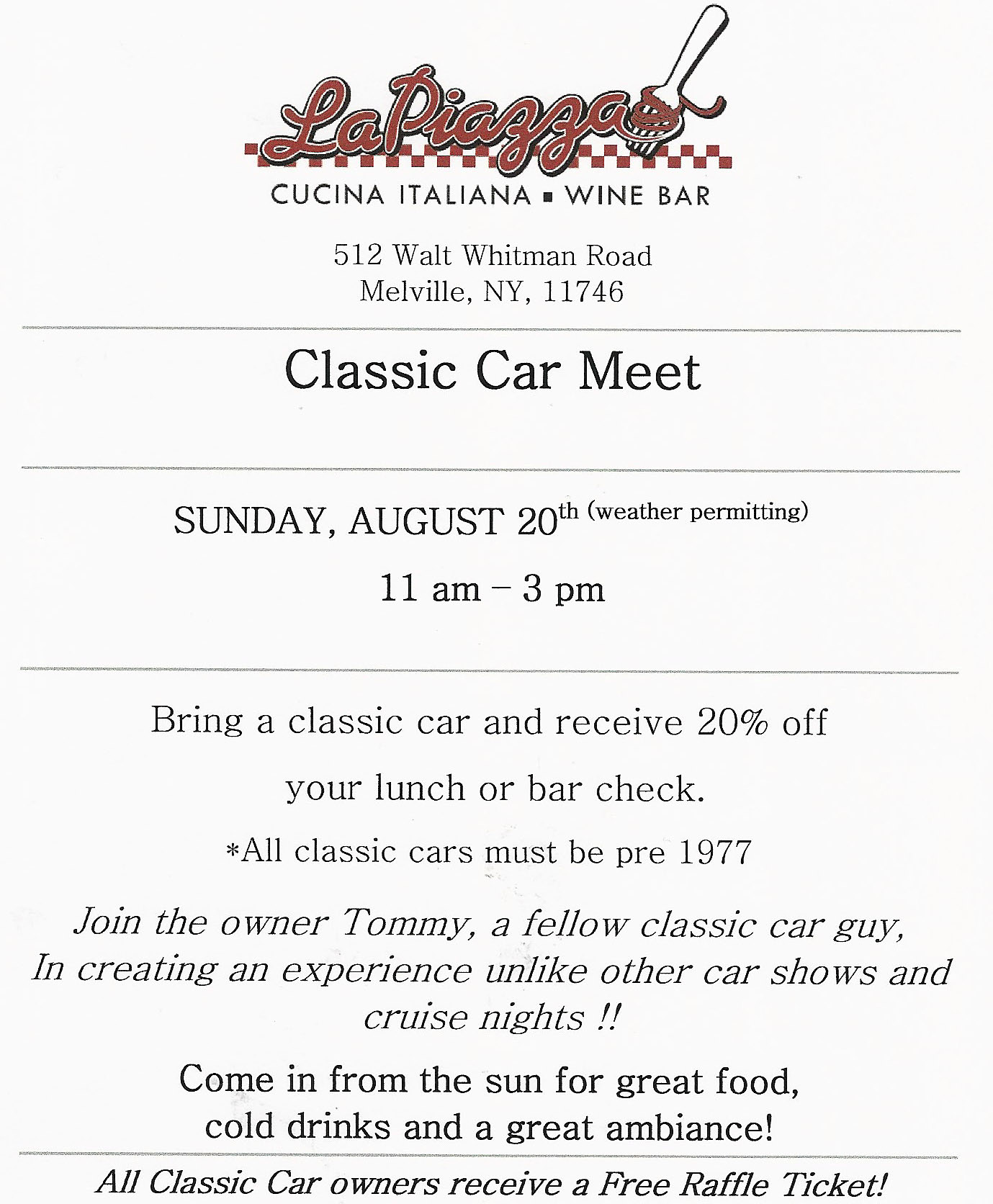Classic Car Meet at La Piazza, Melville, NY