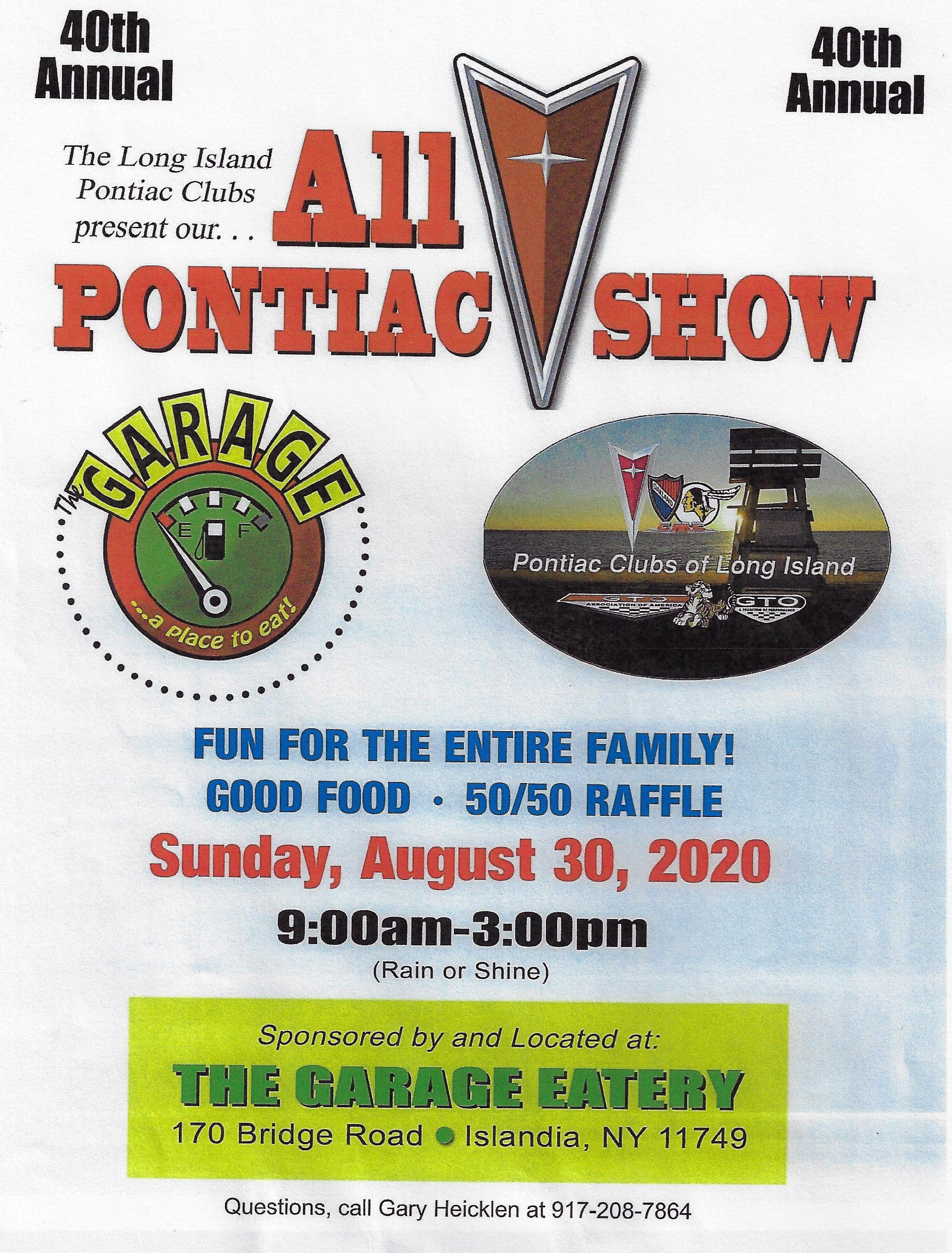 LI Pontiac Club 40th Annual All Pontiac Show, Islandia, NY-Postponed
