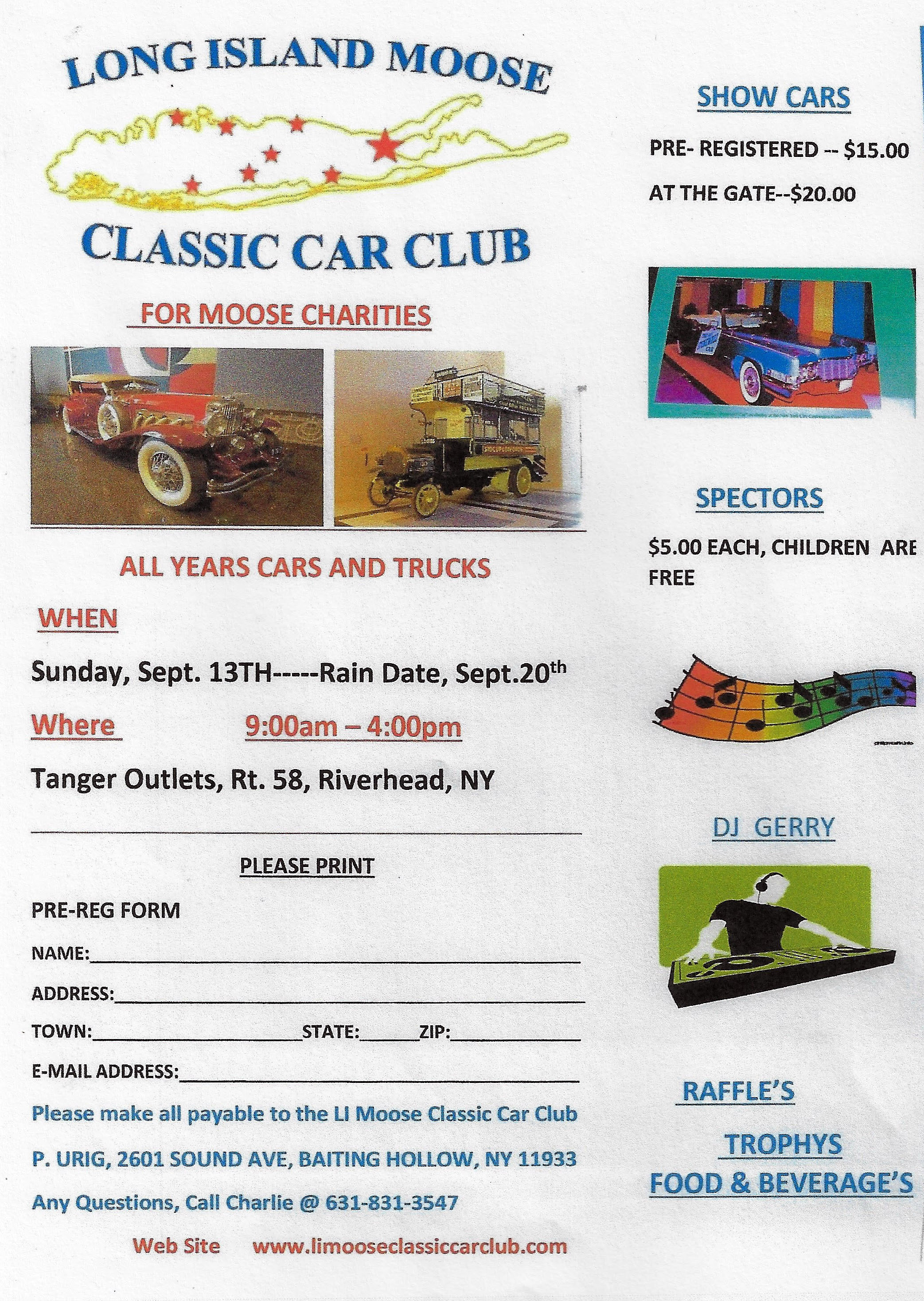 LI Moose Classic Car Club Car Show, Riverhead, NY-Postponed