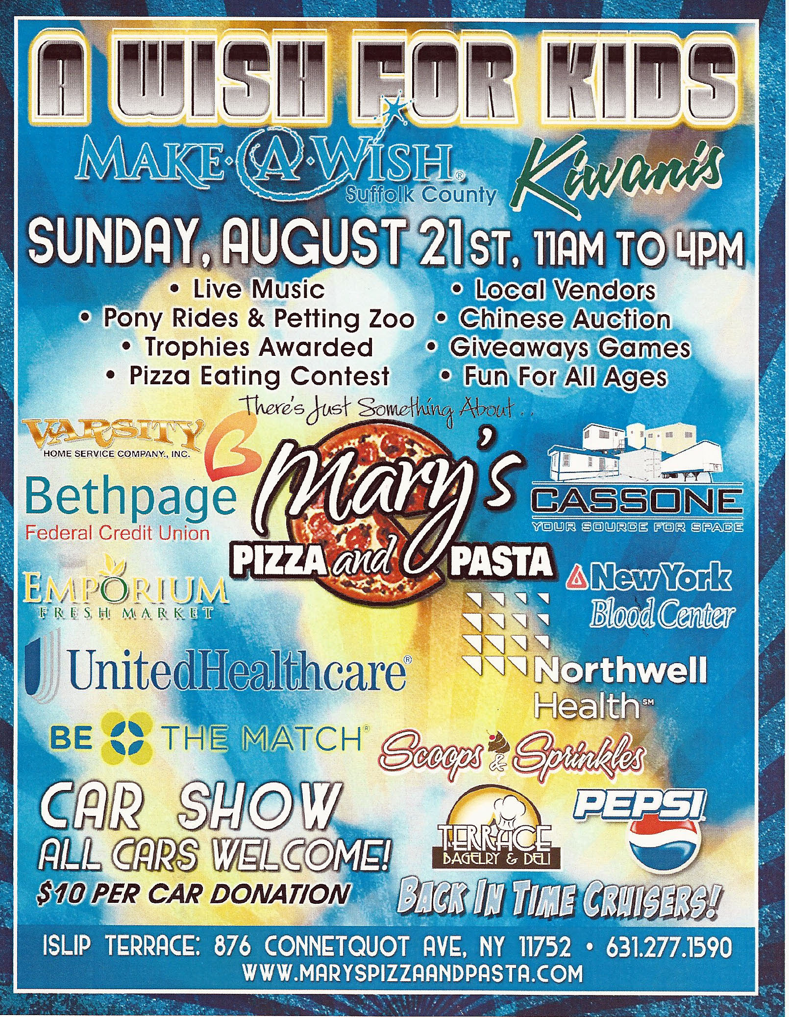 Back In Time Cruisers Car Show Charity Event, Islip Terrace, NY