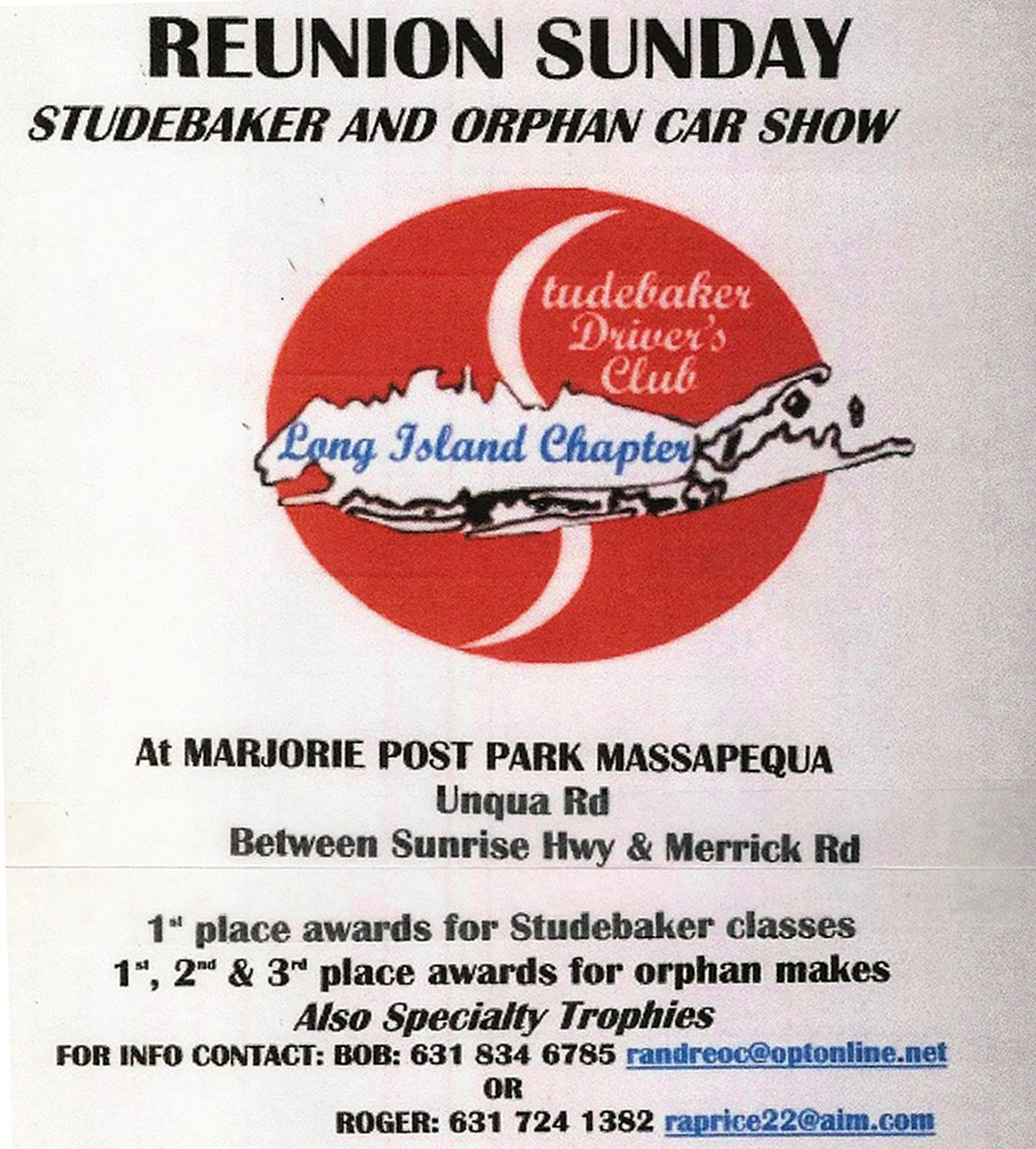LI Chapter Studebaker Driver’s Club  Sunday Studebaker & Orphan Car Show, Massapequa, NY