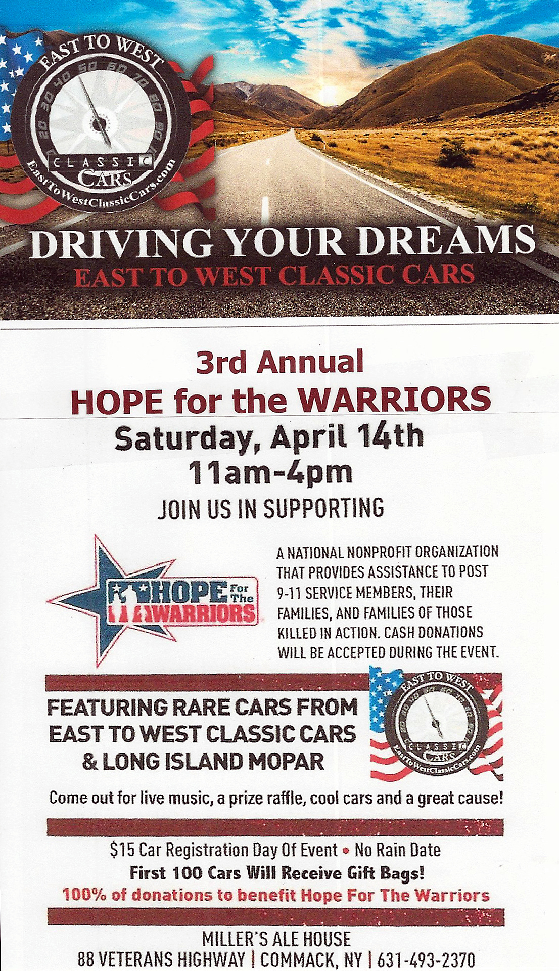 3rd Annual Hope for Warriors Classic Car Show & Fundraiser,Commack, NY