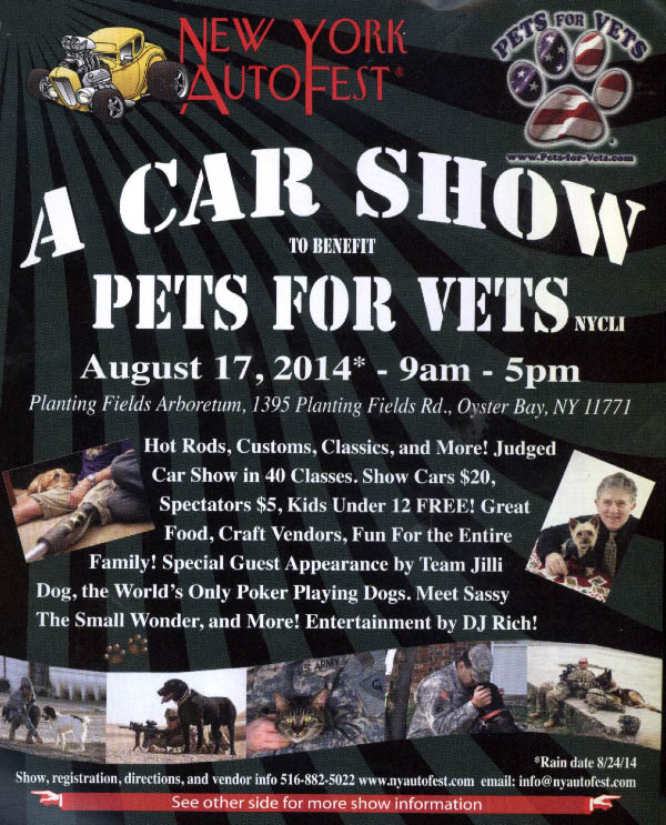 A Car Show to Benefit Pets For Vets, Oyster Bay, NY
