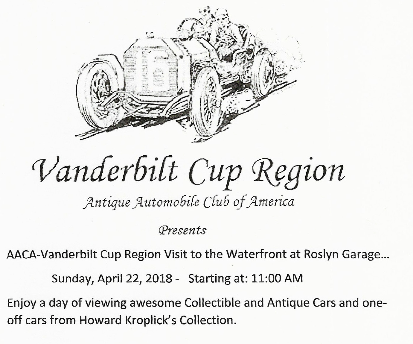 AACA-Vanderbilt Cup Region Visit to the Waterfront at Roslyn Garage, Roslyn, NY