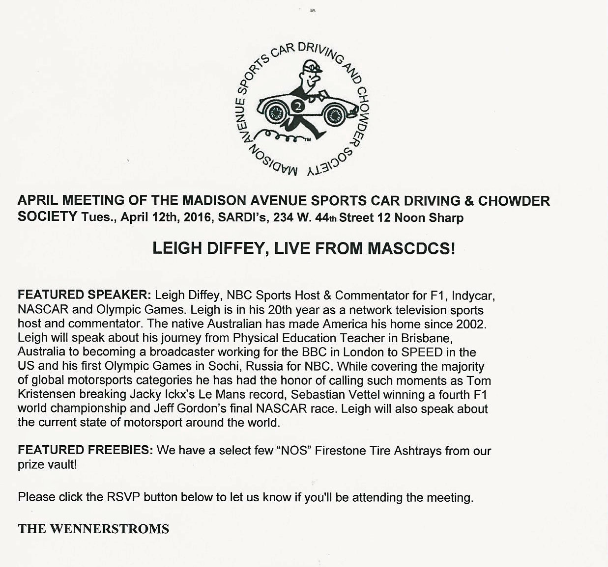 Madison Avenue Sports Car Driving & Chowder Society Meeting, NYC, NY