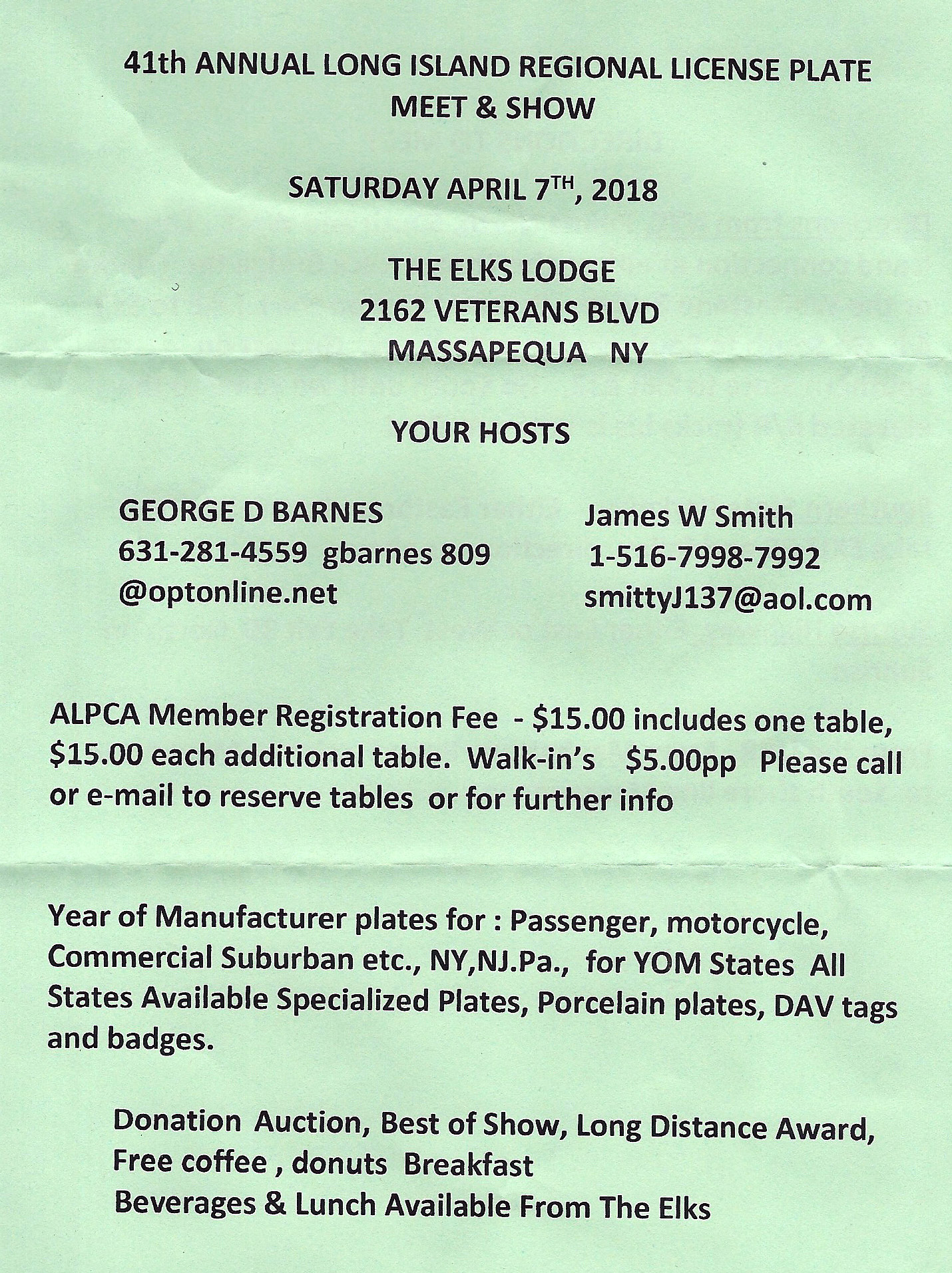 41st Annual LI Regional License Plate Meet & Show, Massapequa, NY